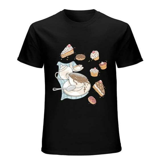 Set of Cakes, Coffee, and Tea Falling and Flying Food Lover's Tee