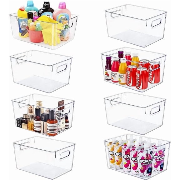 Set of Clear Plastic Storage Bins, Storage Containers for Pantry Organization and Kitchen Storage Bins,Home Edit and Cabinet Organizers