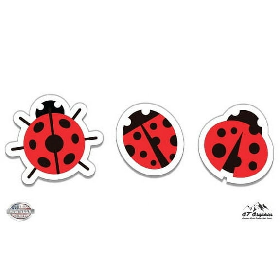 Set of Cute Ladybugs - 8" Each Vinyl Stickers Waterproof Decals