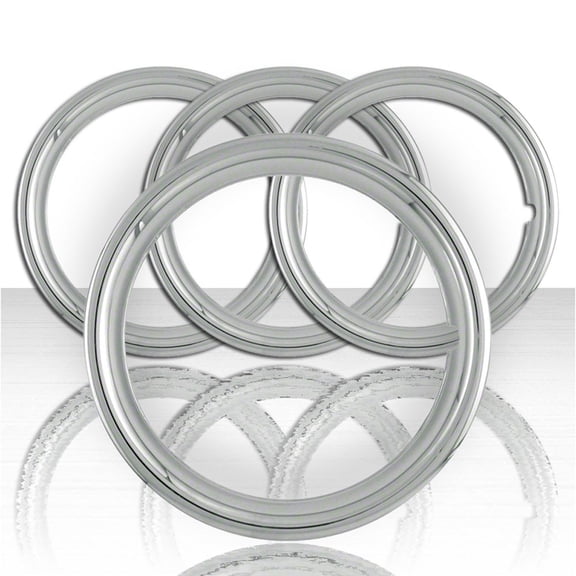 Set of Four 16" Polished Stainless Steel 1 1/2" Deep Wheel Trim Rings