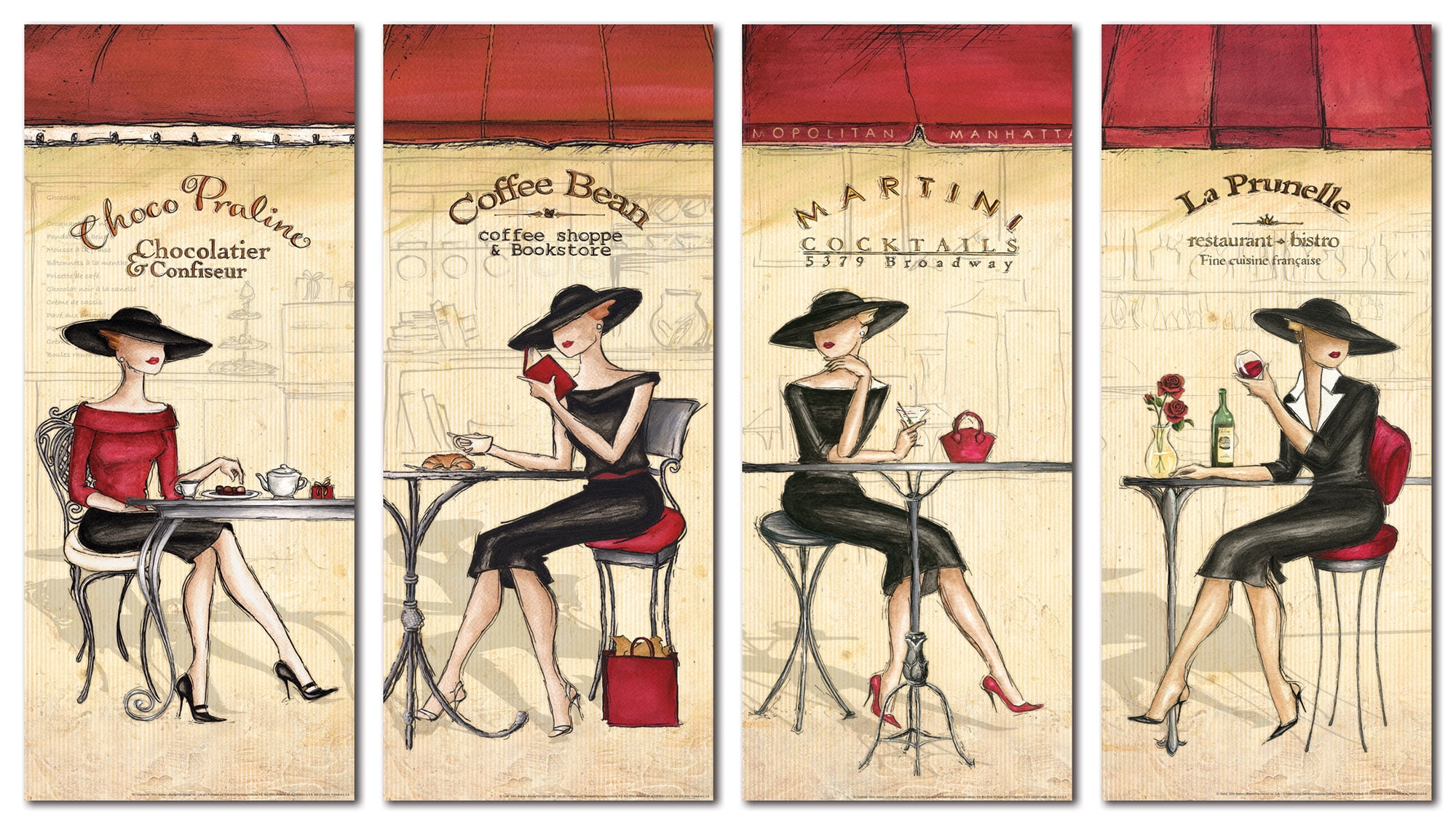 Set of Four 8X20 Femme Elegante Women; French and New York Style
