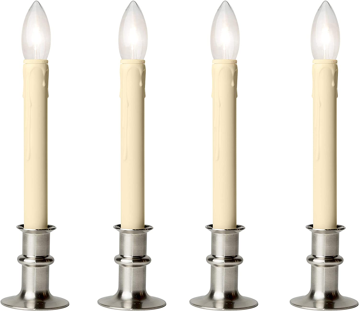 Set of Four Adjustable Height Battery Operated LED Window Candles with