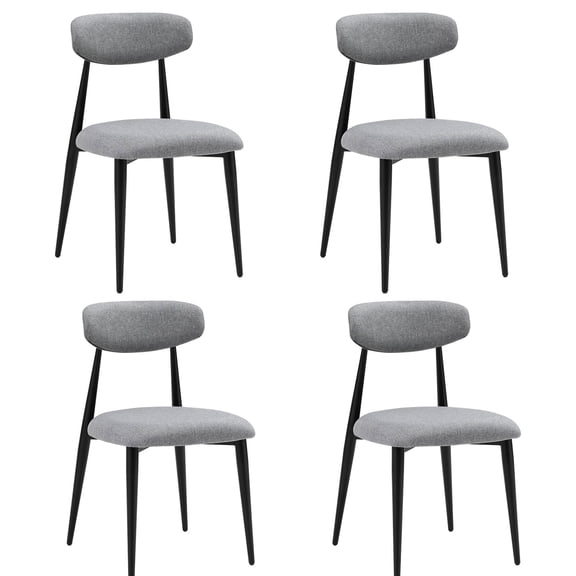Set of Four Trendy Dining Chairs | Ideal for Family Gatherings | Black Metal Frame and Foam - Filled Seating | Comfortable Curved Back Design