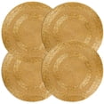 thumbnail image 1 of Pack of 4 Handcrafted Glass Beaded Placemats - Elegant Round Table Mats for Dining Décor (Sparkle Gold), 1 of 9