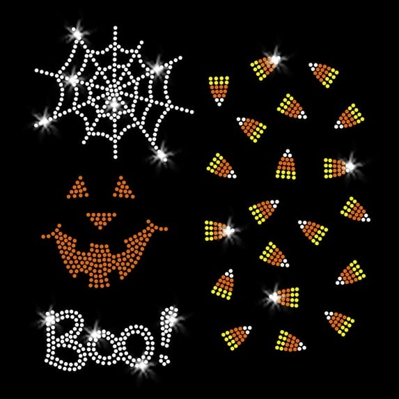 Set of Halloween Mini Designs Iron-on Clear Rhinestone Transfer by JCS Rhinestones