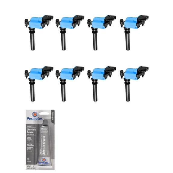 Set of High Performance Ignition Coils and Tune-Up Grease Compatible with 2004-2005 Dodge Ram 2500 5.7L V8 -cc 345ci Replacement for UF378, UF505