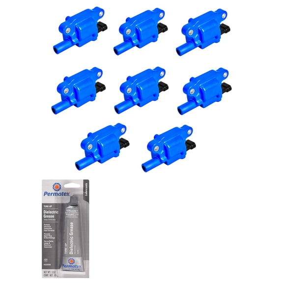 Set of High Performance Ignition Coils and Tune-Up Grease Compatible with 2009-2013 Chevrolet Express 2500 4.8L V8 -cc 294ci Replacement for UF413