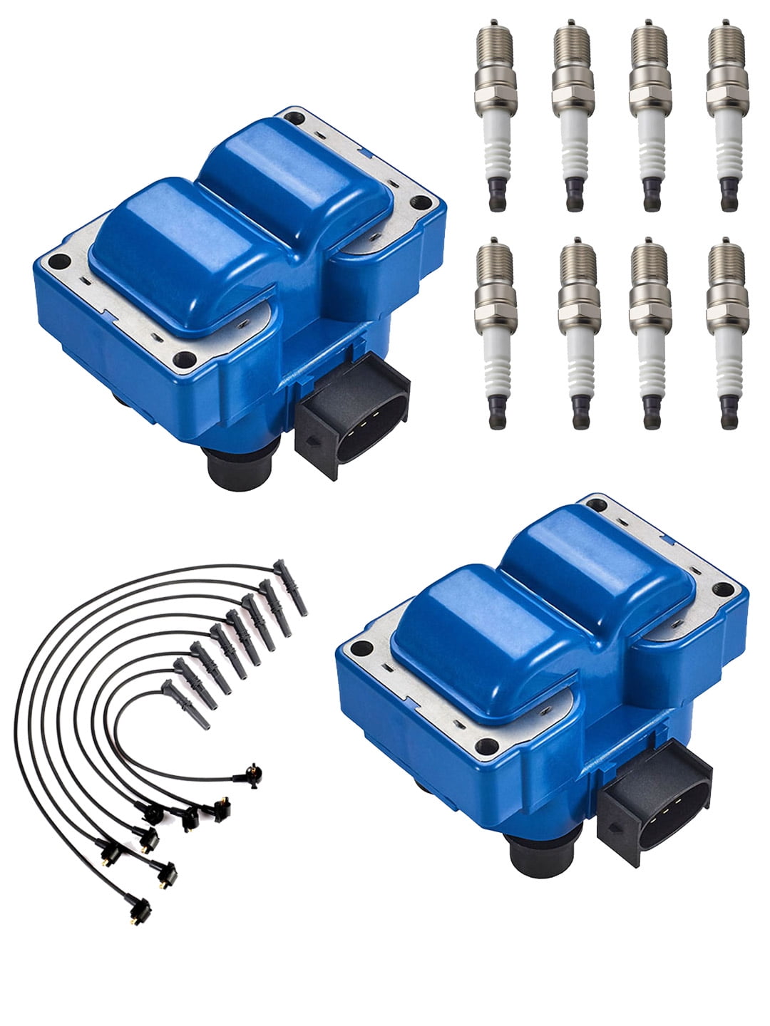 Set of ISA High Performance Ignition Coils, Spark Plugs and Wireset Compatible with 1996 Lincoln Town Car 4.6L V8 Replacement for FD487 WR5934