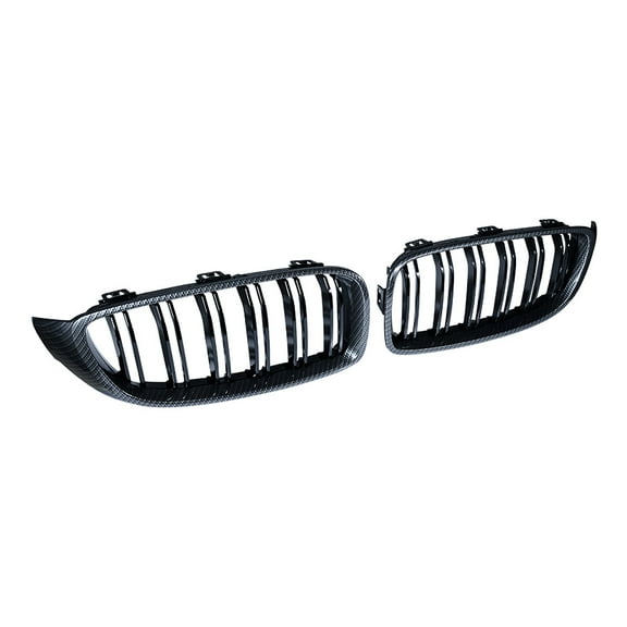 Set of Kidney Grille Dual Slat Black/ Carbon Fiber For 2014-2018 BMW F32 F33 F36 F82 F83 F80 M3 4-Series