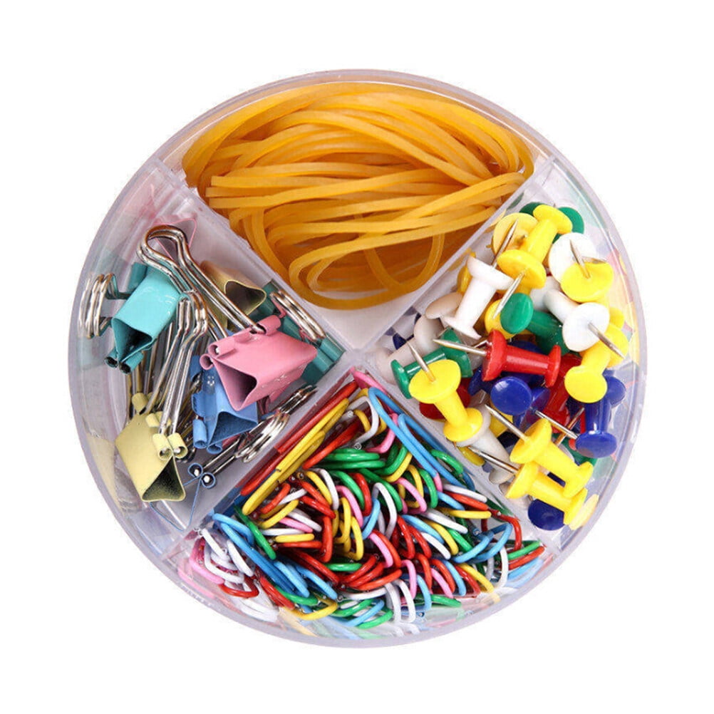 Set of Metal Hollow Binder Clips Organizers Paper Photo Clips Rubber Bands for Office Bill File