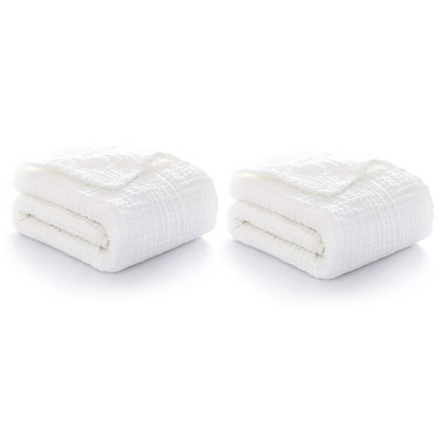 Set of Muslin Soft Cotton Swaddle Wrap Baby Blanket, Six Layers