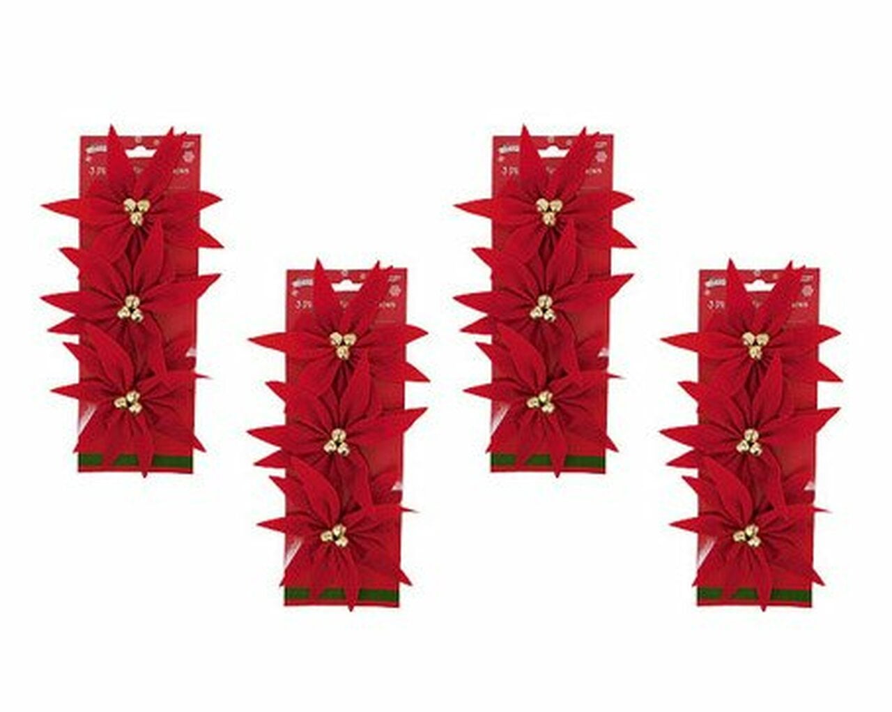 Set of Poinsettia Shaped Festive Velvet Holiday Christmas Bows with ...