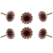 Set of Six Alice Ceramic Crackle Pink Cabinet Knobs by Trinca-Ferro