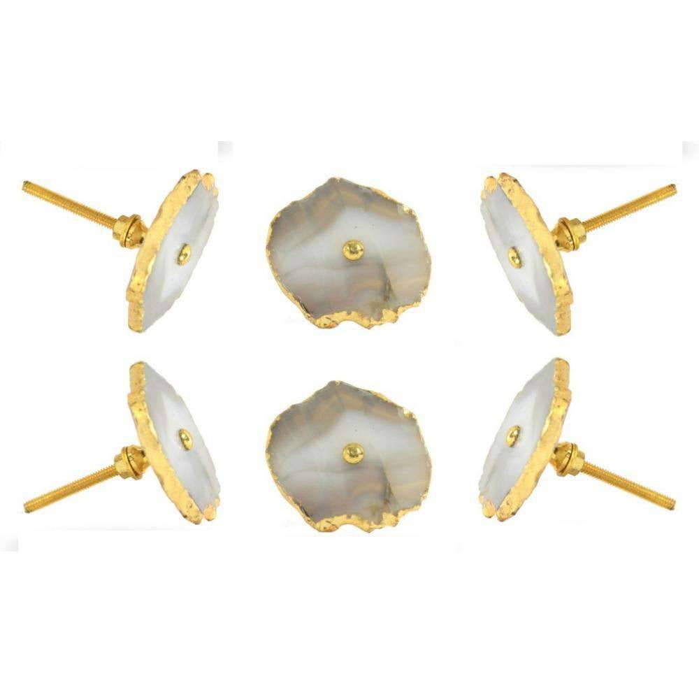 Set of Six Barbarella Grey Agate Cabinet Knobs by Trinca-Ferro