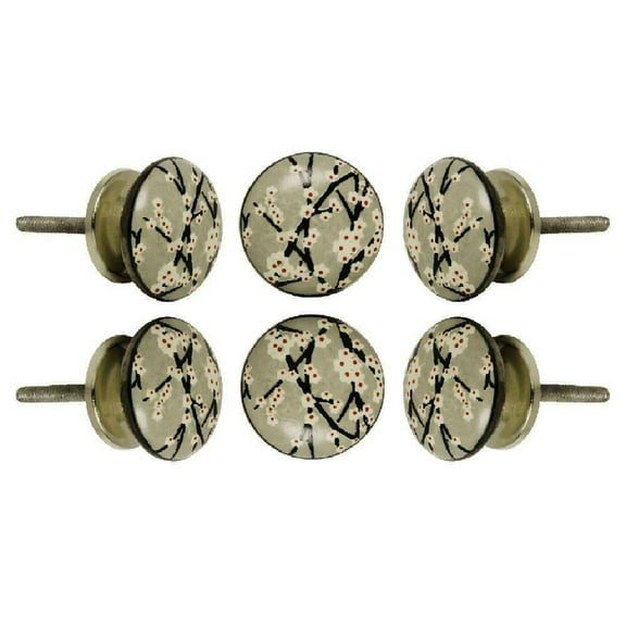 Set of Six Ceramic Amin cabinet Knobs