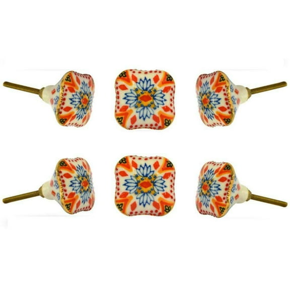 Set of Six Ceramic Barnam Cabinet Knobs  by Trinca-Ferro