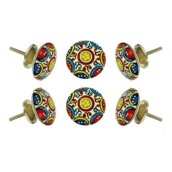 Set of Six Ceramic Canterbury Cabinet Knobs by Trinca-Ferro