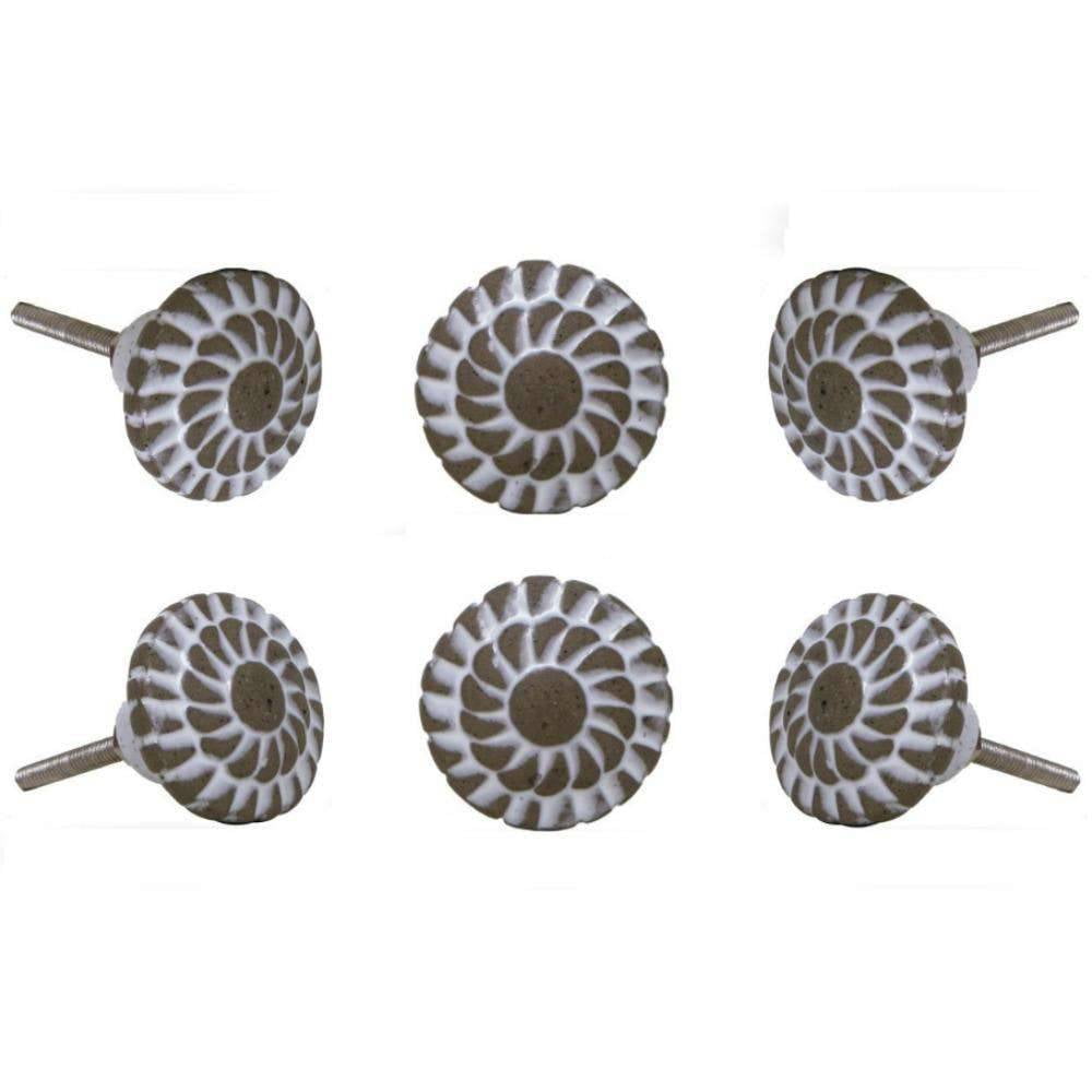 Set of Six Ceramic Decade cabinet Knobs