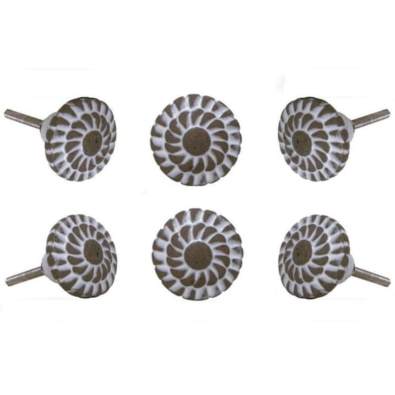Set of Six Ceramic Decade cabinet Knobs
