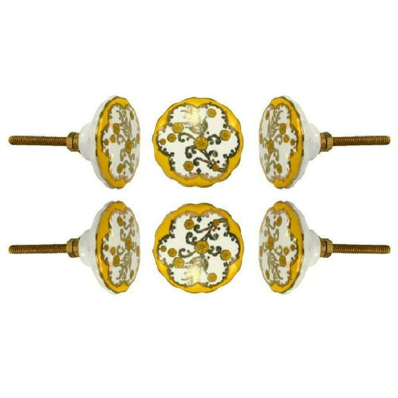 Set of Six Ceramic Denton Cabinet Knobs by Trinca-Ferro