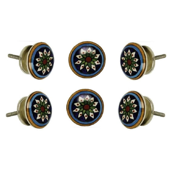 Set of Six Ceramic Devon Cabinet Knobs by Trinca-Ferro