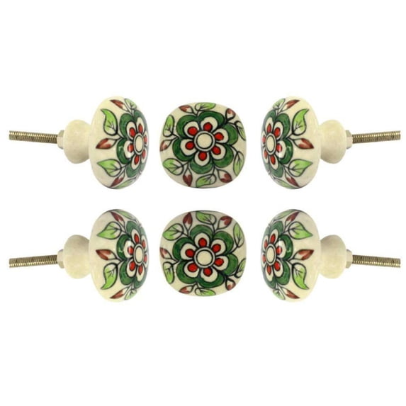 Set of Six Ceramic Escorial Cabinet Knobs by Trinca-Ferro