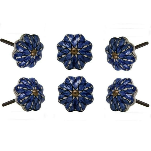 Set of Six Ceramic Gavea Cabinet Knobs by Trinca-Ferro