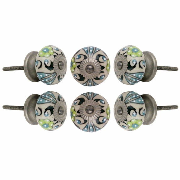 Set of Six Ceramic Talid Cabinet Knobs by Trinca-Ferro