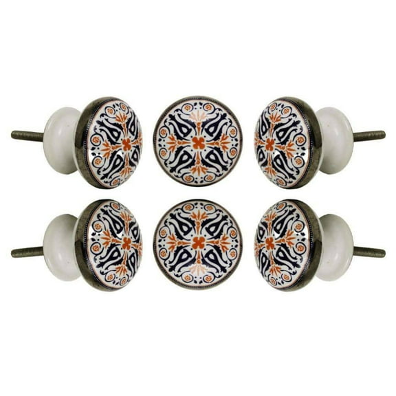 Set of Six Ceramic Tangier Cabinet Drawer Knobs by Trinca-Ferro