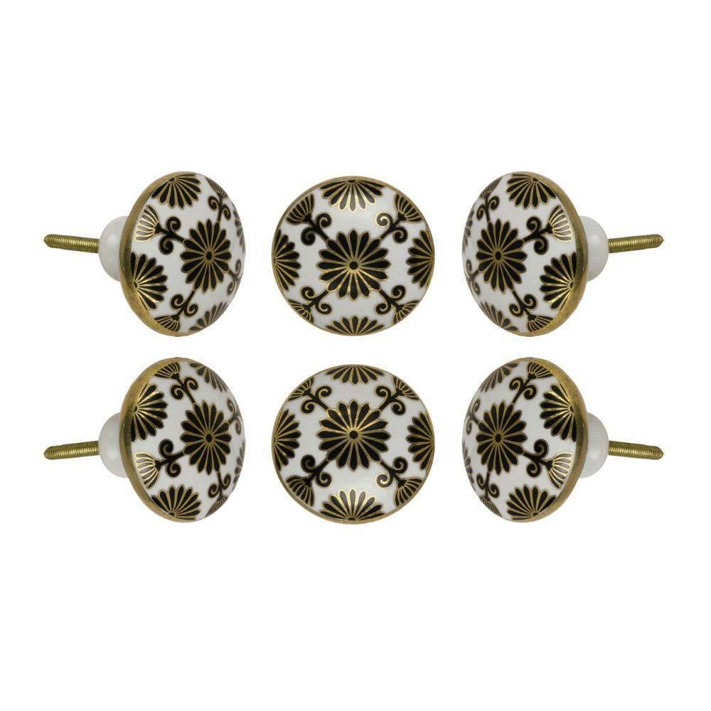 Set of Six Ceramic Tunis Cabinet Knobs by Trinca-Ferro