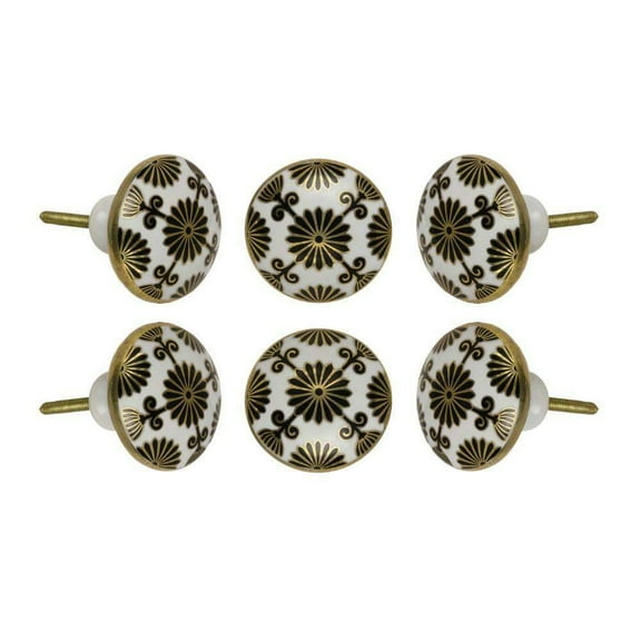 Set of Six Ceramic Tunis Cabinet Knobs by Trinca-Ferro