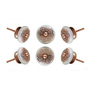 Set of Six Copper Filigree Ceramic Cabinet Knobs by Trinca-Ferro