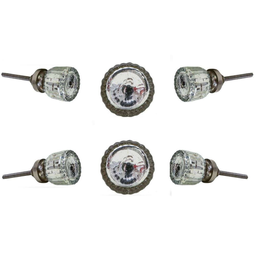 Set of Six Edith Mirror Glass Cabinet Knobs