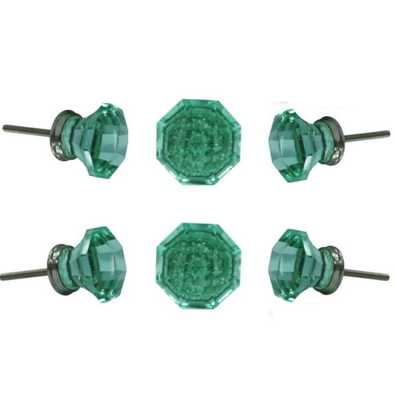Set of Six Glass Kember Green Cabinet Knobs by Trinca-Ferro