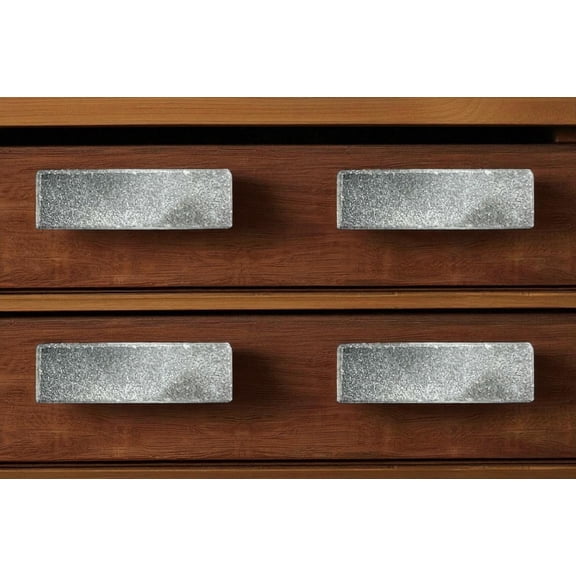 Set of Six Gray Rectangle Knob Stone Drawer Pull Knobs