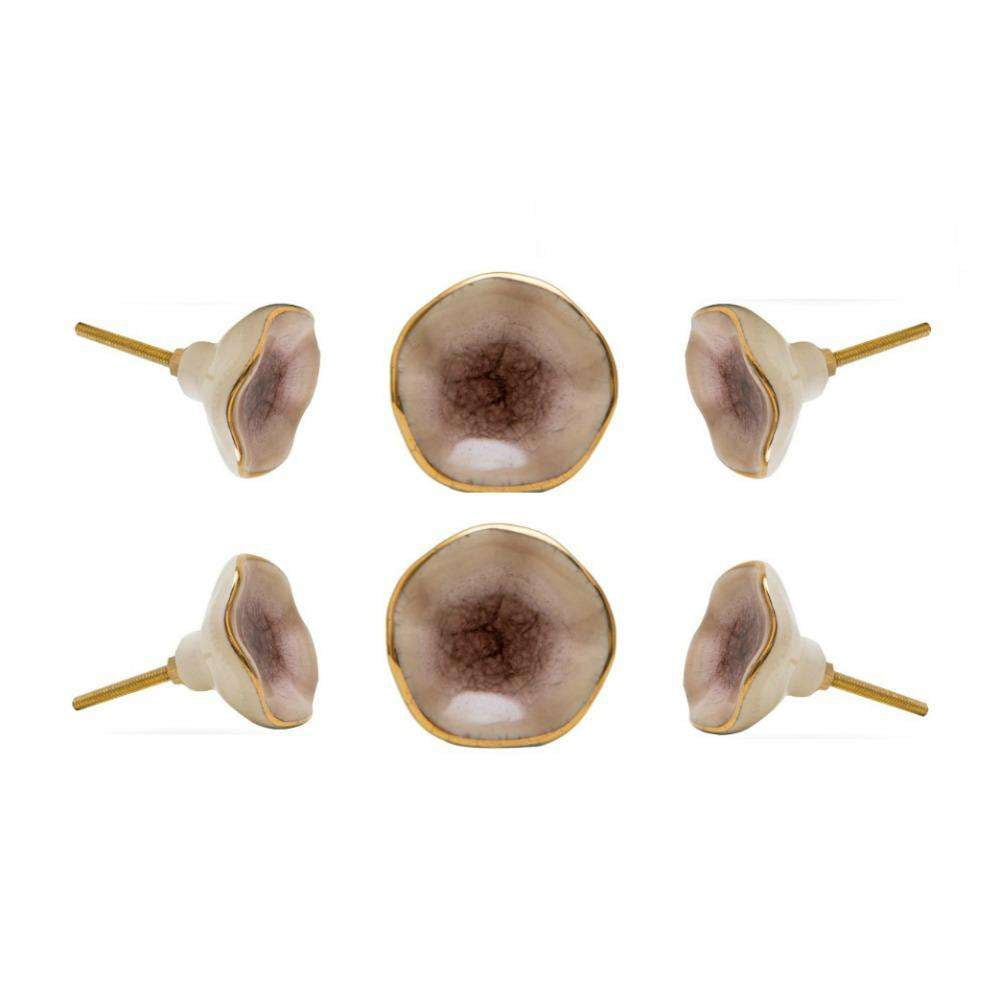 Set of Six Jordan Pink Ceramic Cabinet Knobs by Trinca-Ferro