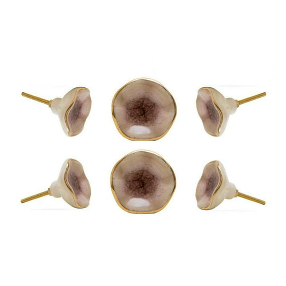 Set of Six Jordan Pink Ceramic Cabinet Knobs by Trinca-Ferro