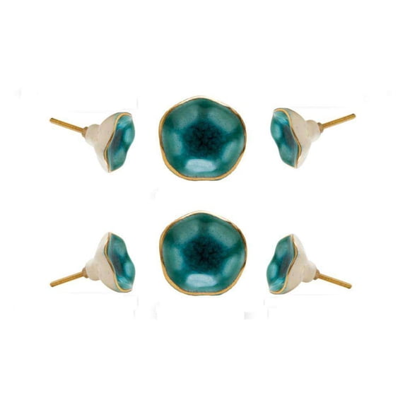 Set of Six Jordan Turquoise Ceramic Knobs