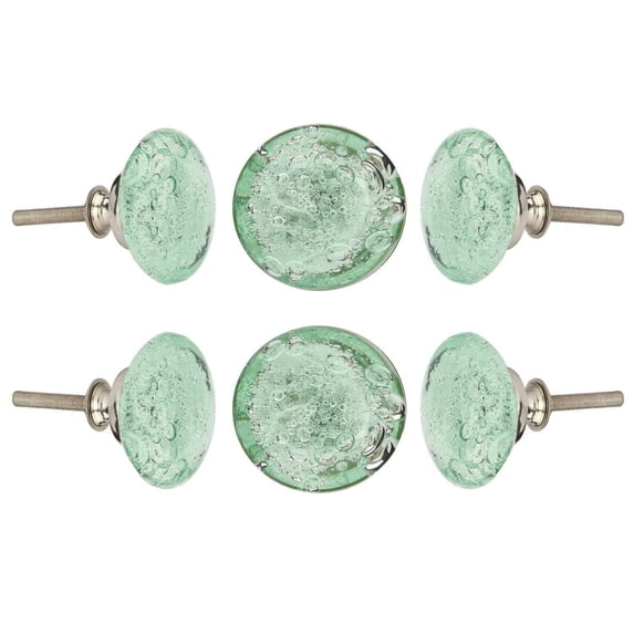 Set of Six Light Green Bubble Glass Cabinet Knobs by Perilla Home