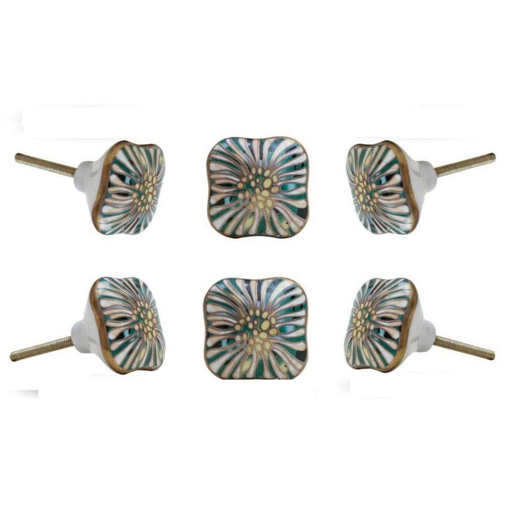 Set of Six Salah Ceramic Cabinet Knobs by Trina-Ferro