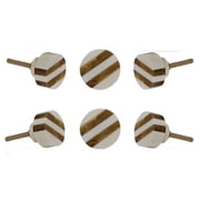 Set of Six Striped Round Bone Cabinet Knobs by Trinca-Ferro
