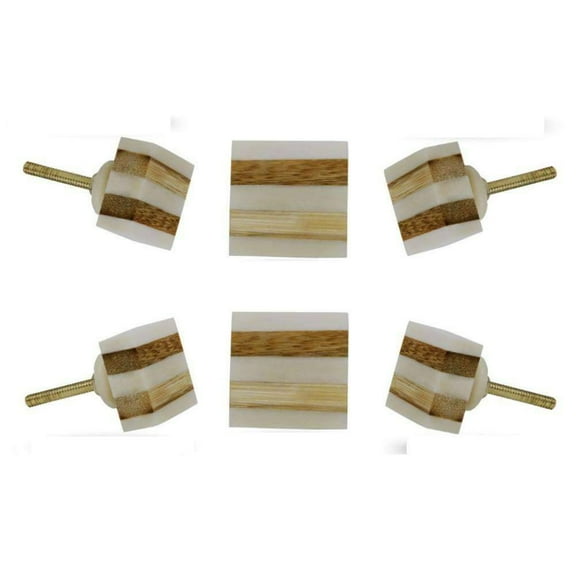 Set of Six Striped square Bone Knobs by Trinca-Ferro