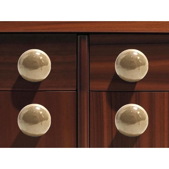 Set of Six Tan Mushroom Knob Ceramic Drawer Pull Knobs