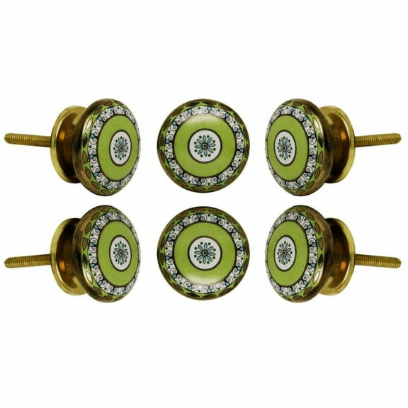 Set of Six Tessellate Ceramic Cabinet Knobs by Trinca-Ferro