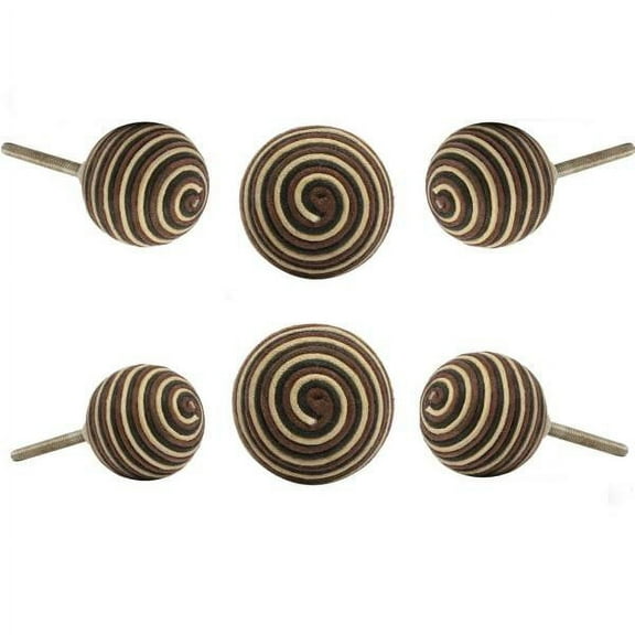 Set of Six Trance Cord Spiral Mix Pattern Cabinet Knobs by Trinca-Ferro
