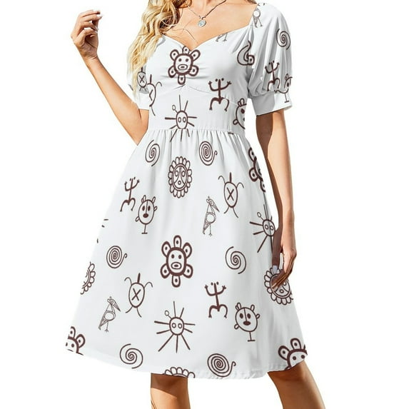 Set of Taino Symbols Puerto Rico Brown Dress birthday dress for women luxury 2024 women's dresses luxury