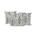 thumbnail image 1 of Set of Three 16" X 16" Gray and Purple Botanical Indoor Outdoor Throw Pillow, 1 of 5
