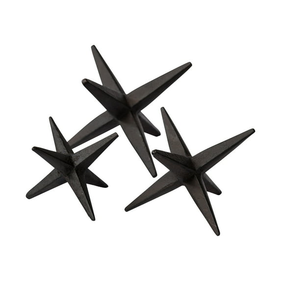 Set of Three Black Metal Star Décor Pieces