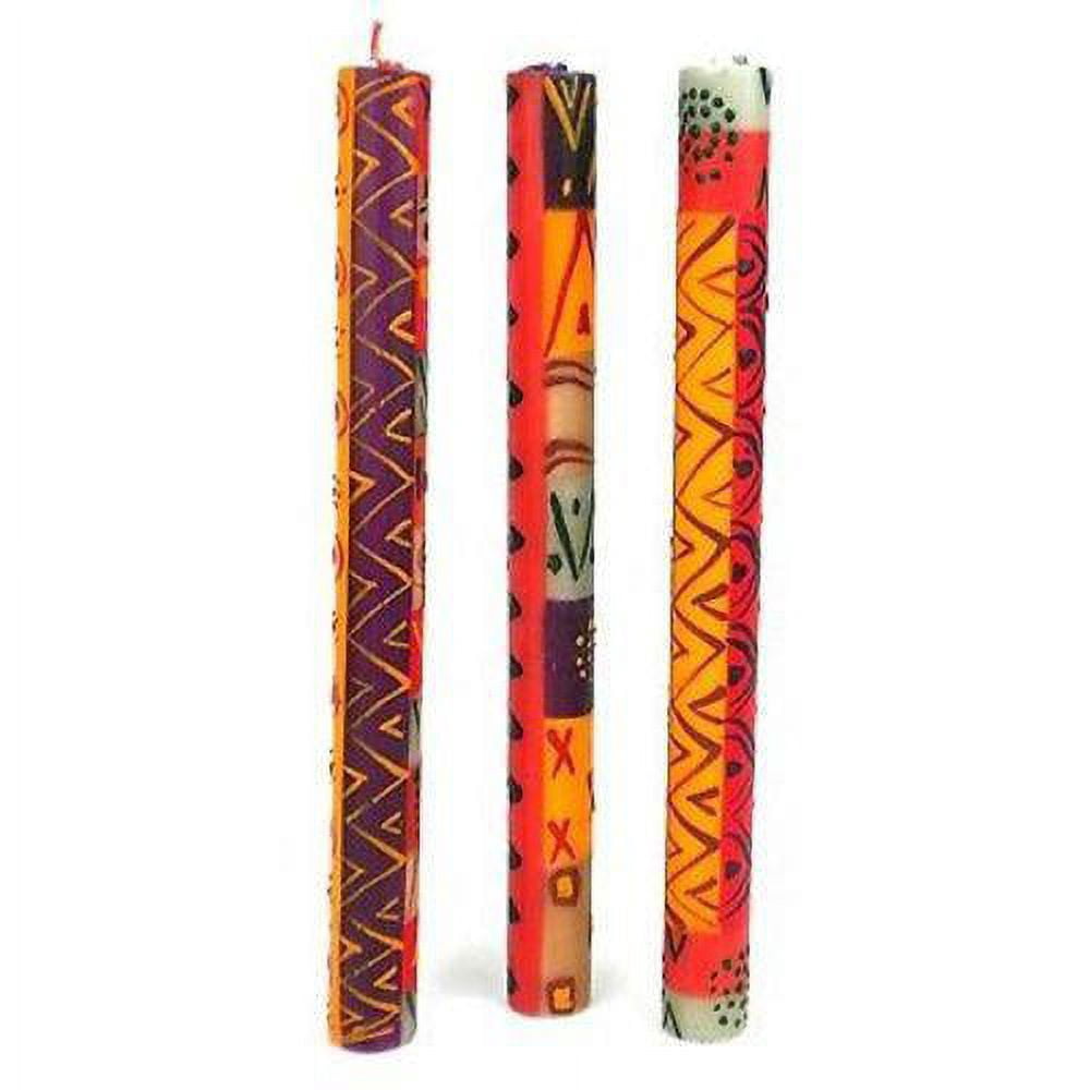 Set Di 3 Candele Dipinte A Mano In Cera Di Paraffina – Nobunto, Commercio Equo E Solidale, Alte 22,9 Cm - 3