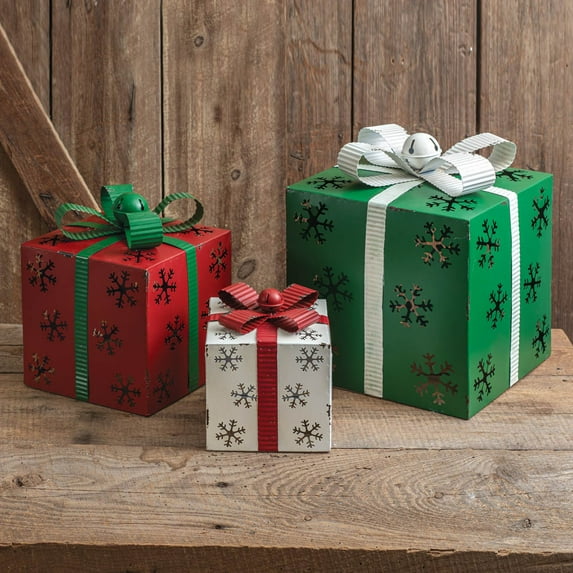 Set of Three Metal Gift Boxes